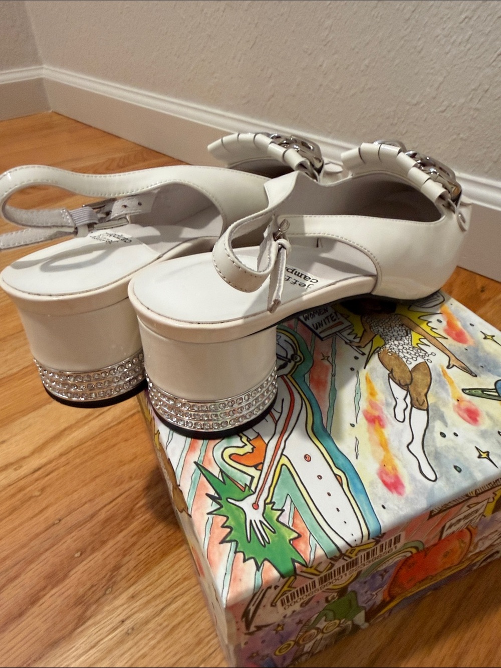 Jeffrey Campbell White Fringe Chain Slingback Loafers - Picture 3 of 4